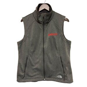 The North Face Women's Vest Grey Full Zip Fleece LOGO Size Large Outdoor Hiking